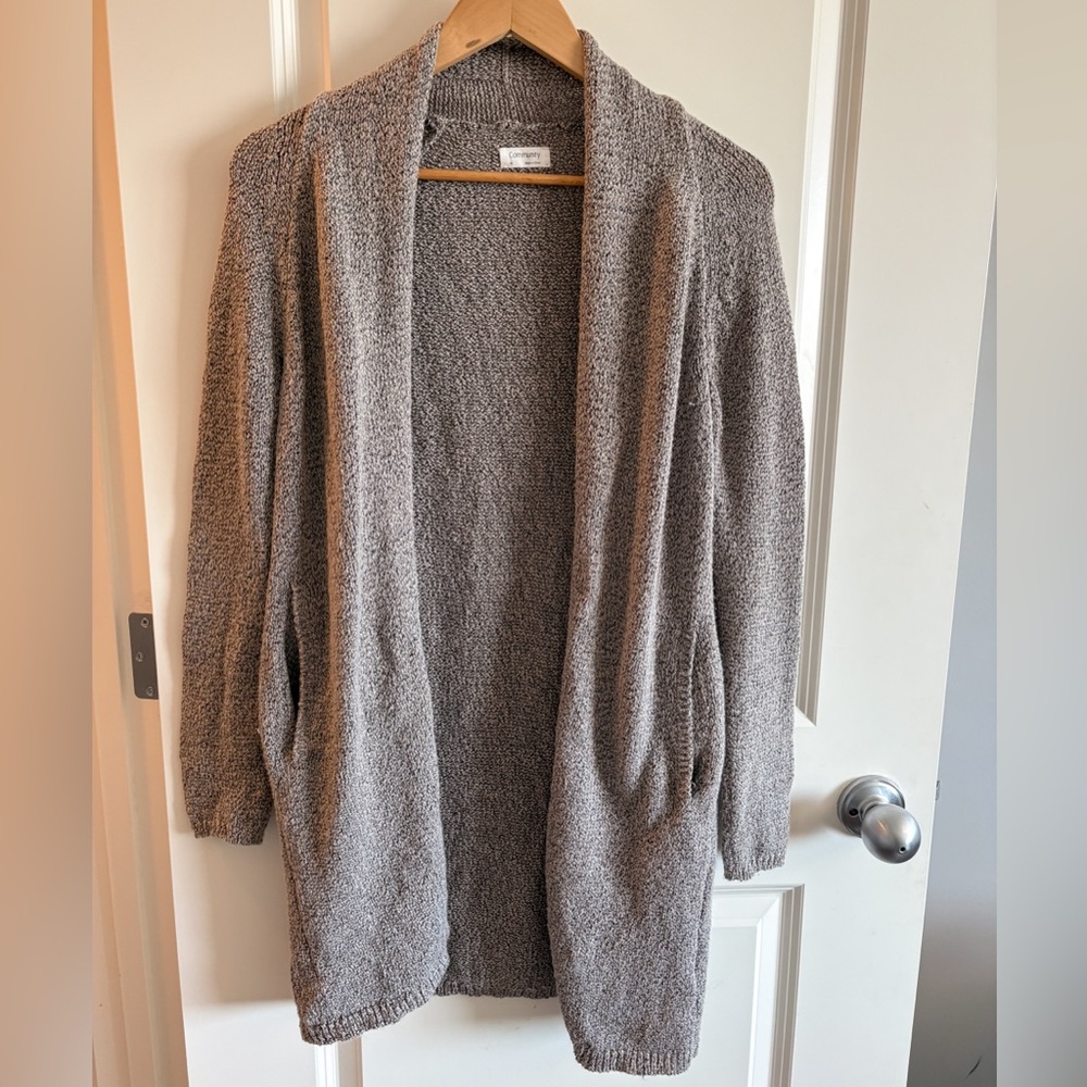 Community Gray Knit Open Cardigan